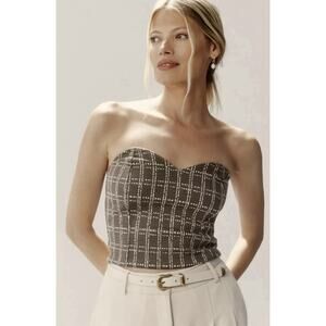 Anthropologie Maeve Strapless Corset Top size L green color NWOT